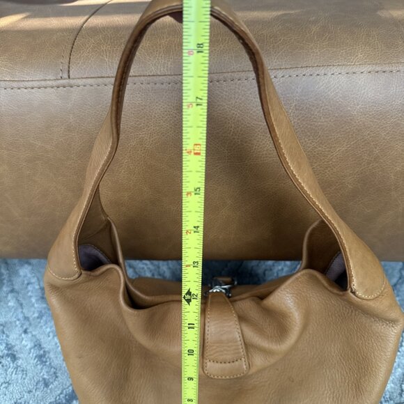Dooney & Bourke Leather Caramel Bag Logo Lock Hobo Pebble Grain Handbag READ - Picture 6 of 12